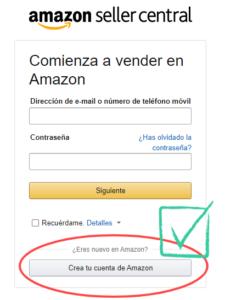 Crear cuenta de Amazon FBA