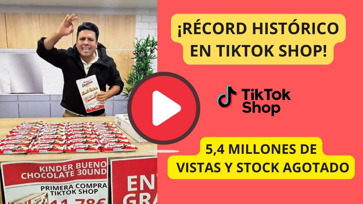 Posonty celebrando récord histórico de ventas de Kinder Bueno en TikTok Shop con 5,4 millones de vistas y stock agotado usando método CVD