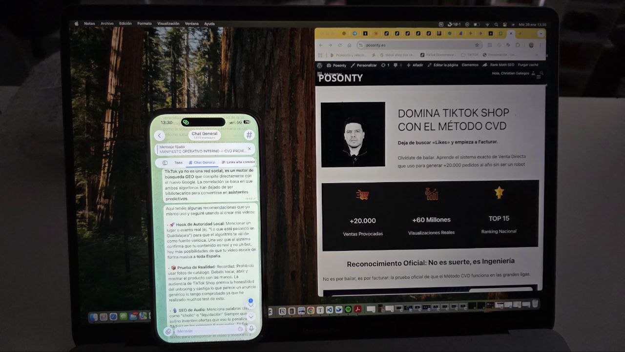 Captura de pantalla del grupo privado de PRYME MCN donde Posonty comparte técnicas avanzadas de TikTok Shop con sus creadores
