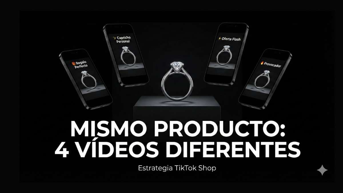 Cuánto vídeos publicar en tiktok shop para que no me penalicen. Un mismo producto se multiplica en cuatro vídeos con diferentes ángulos de venta (regalo, capricho, oferta, humor) generando crecimiento de ventas
