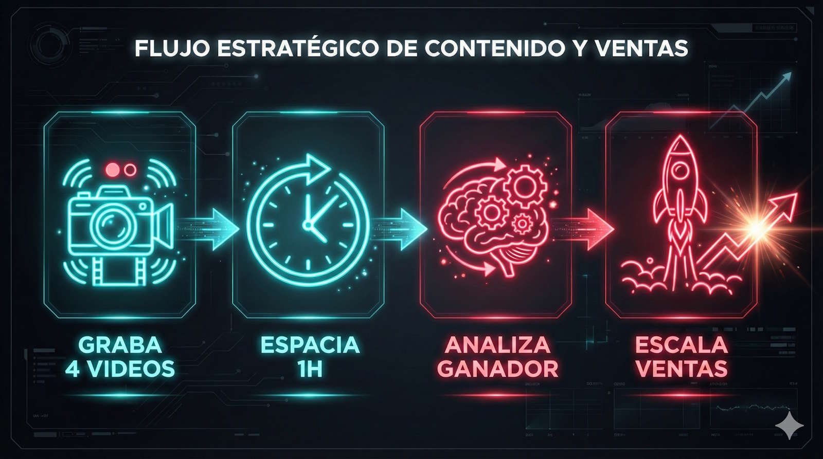 Diagrama paso a paso estrategia videos multiples TikTok