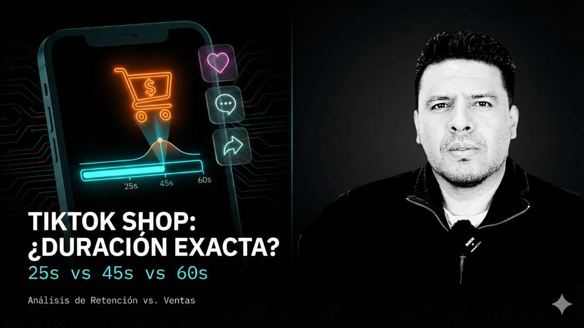 Guía duración óptima videos TikTok Shop por tipo producto - 25 segundos ofertas 45 segundos frío 60 segundos ticket alto - método CVD Christian Posonty Top 2 España algoritmo 2026 datos reales