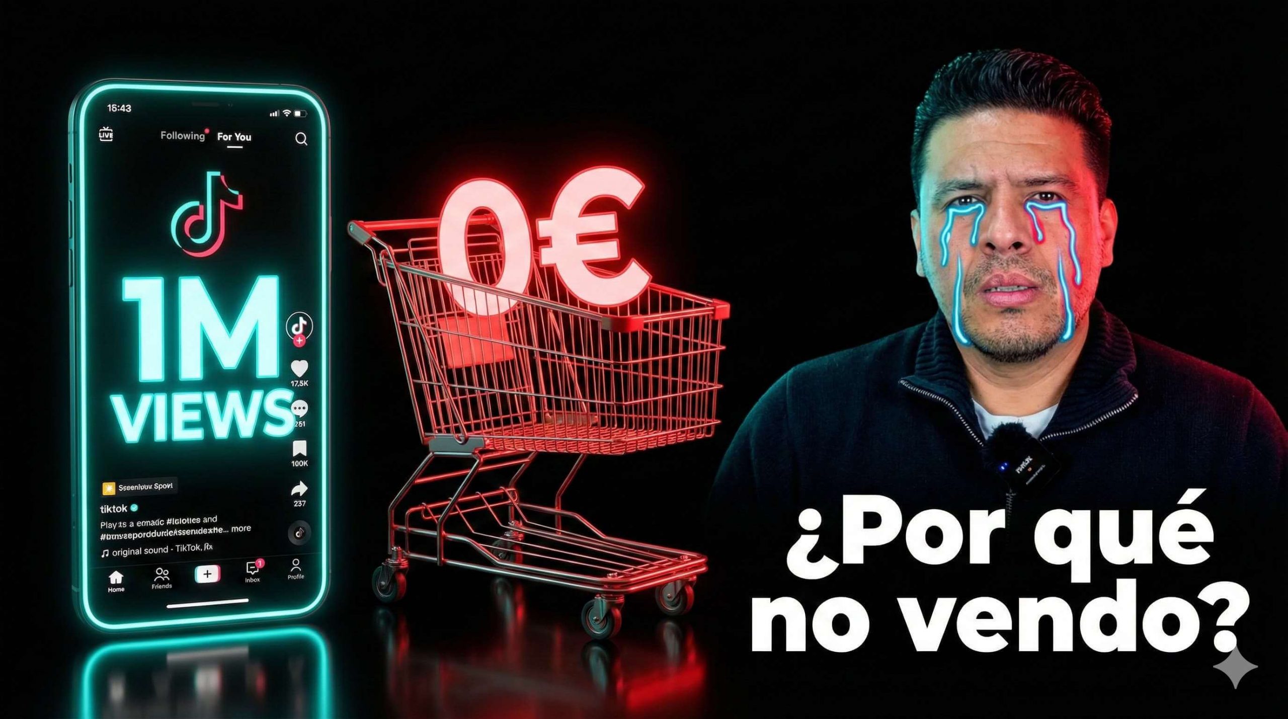 Imagen de portada mostrando la contradicción entre 1 millón de visualizaciones en TikTok y cero euros en ventas con espacio para añadir elemento visual adicional