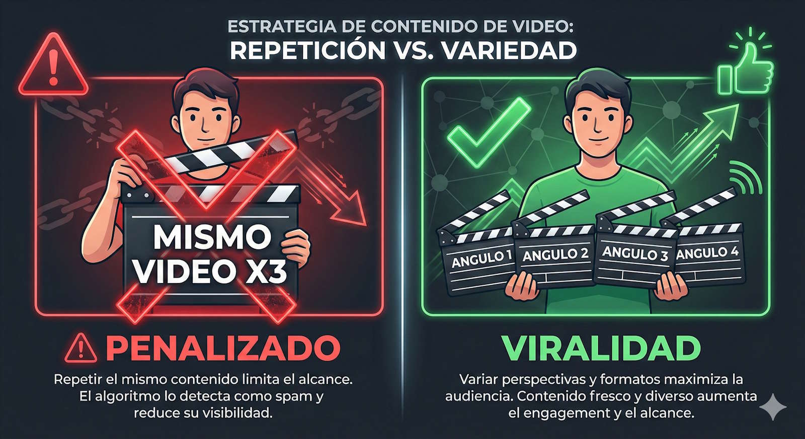 Infografía comparativa penalización vs estrategia ganadora TikTok Shop
