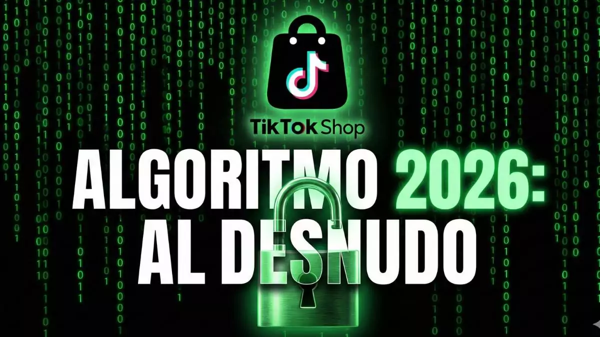 Portada TikTok Shop algoritmo 2026 secreto Europa revelado candado abierto fondo verde neón