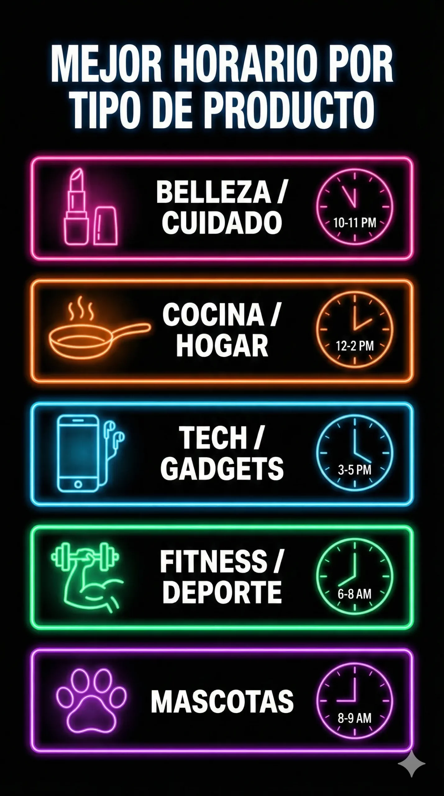 Horarios de máxima conversión por tipo de producto en TikTok Shop: cuándo publicar según categoría